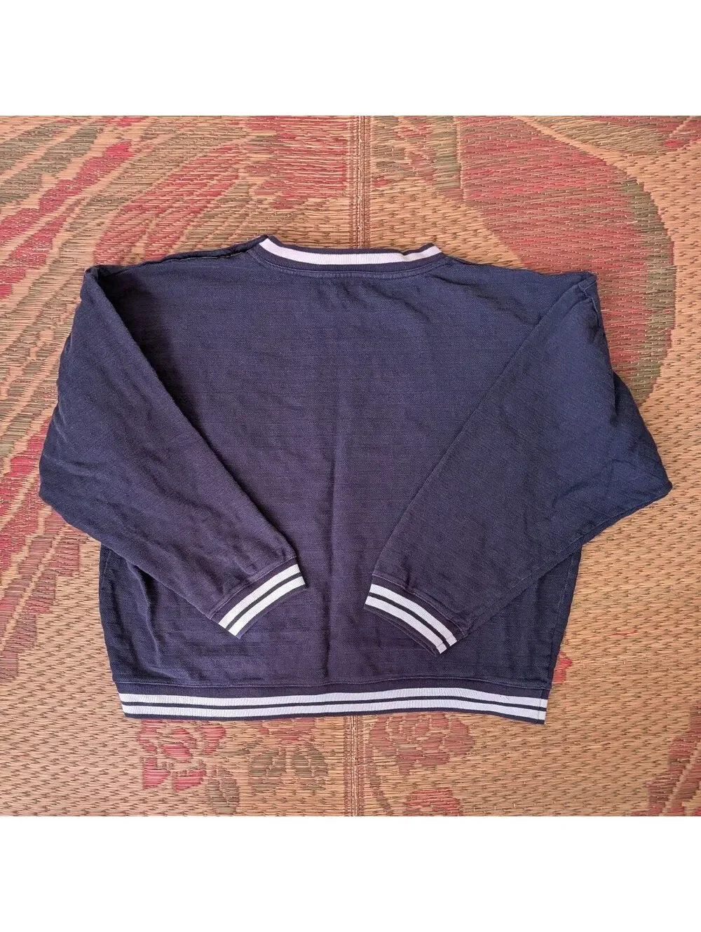 1980s Generra Ribbed Knit Henley Crest Sweater Vintage Navy Size M - Picture 3 of 7